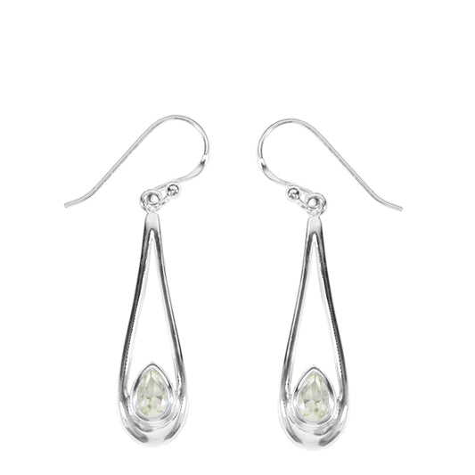 Sterling Silver Pear Light Citrine Dangle Earrings
