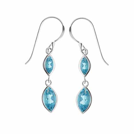 Sterling Silver Marquise Blue Topaz Dangle  Earrings by Boma