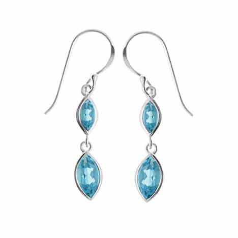Sterling Silver Marquise Blue Topaz Dangle  Earrings by Boma