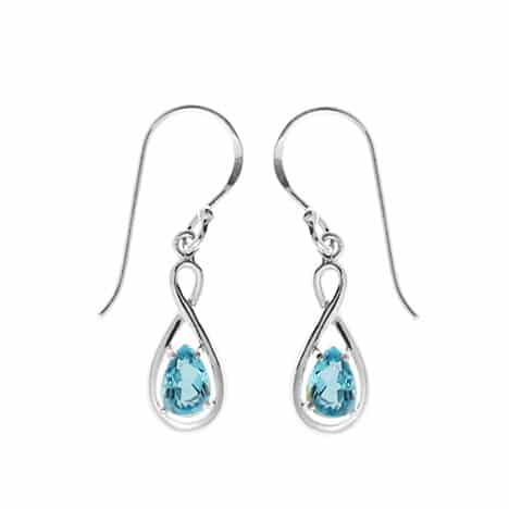 Sterling Silver Blue Topaz Pear Shape Dangle Earrings by Boma