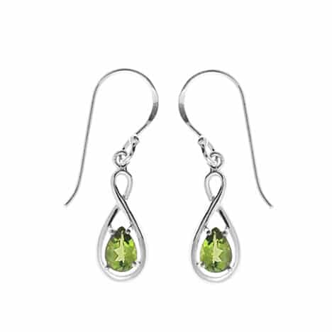 Sterling Silver Dangle Earrings with Peridot Pear Shape by Boma