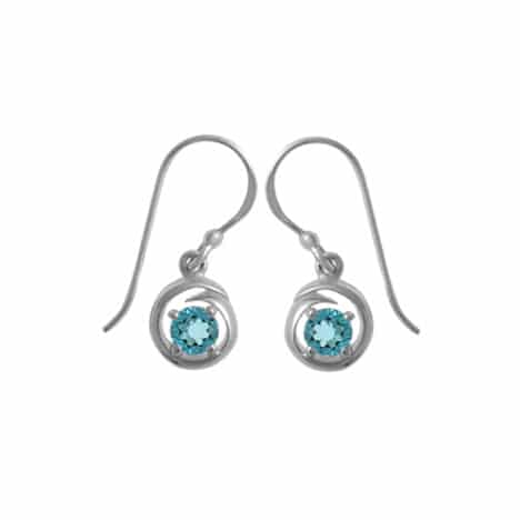 Sterling Silver Dangle Earrings with Round Blue Topaz by Boma