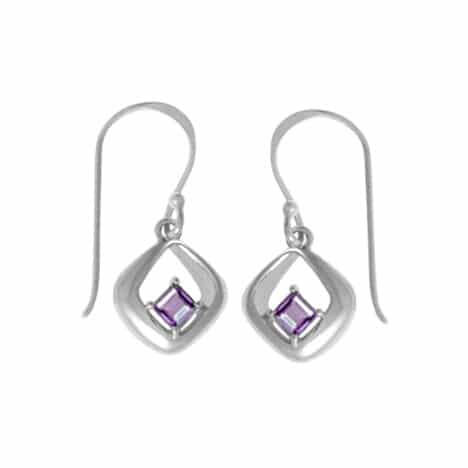 Sterling Silver Earrings with Amethyst by Boma