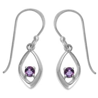 Sterling Silver Purple Amethyst Dangle Earrings by Boma