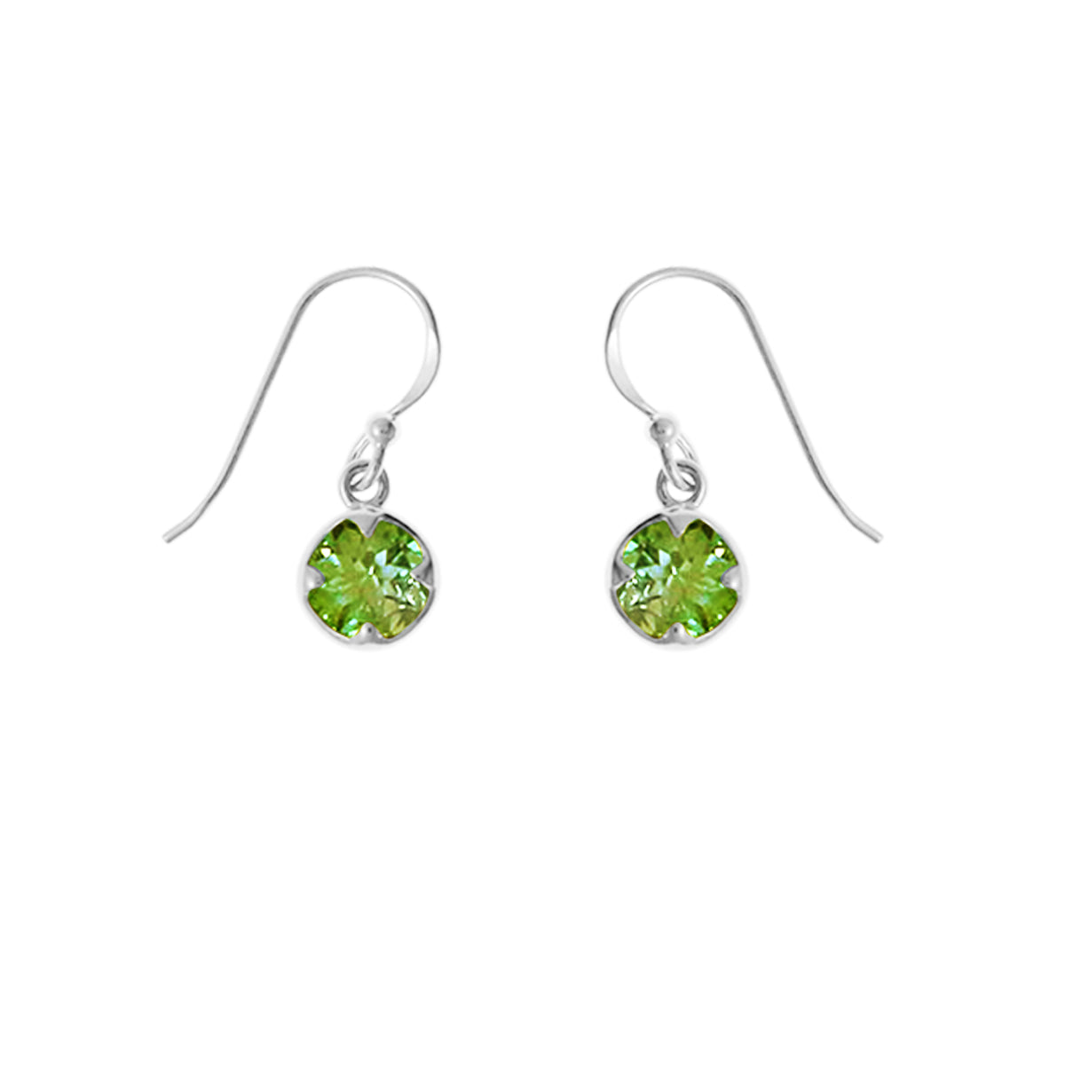 Sterling Silver Round Peridot Dangle Earrings