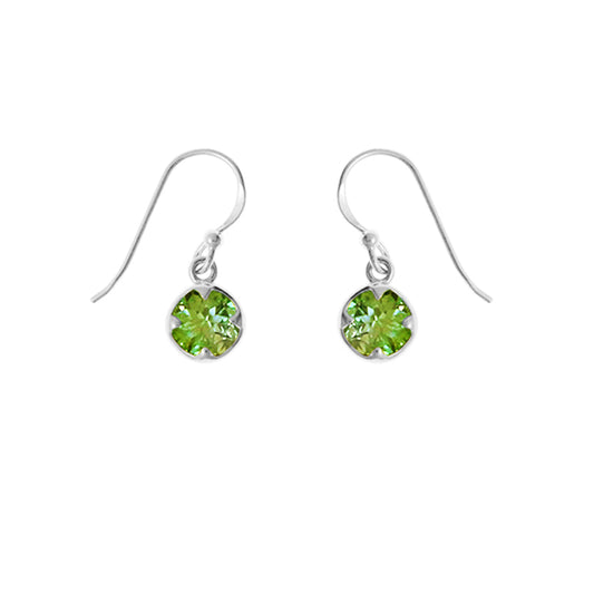 Sterling Silver Round Peridot Dangle Earrings