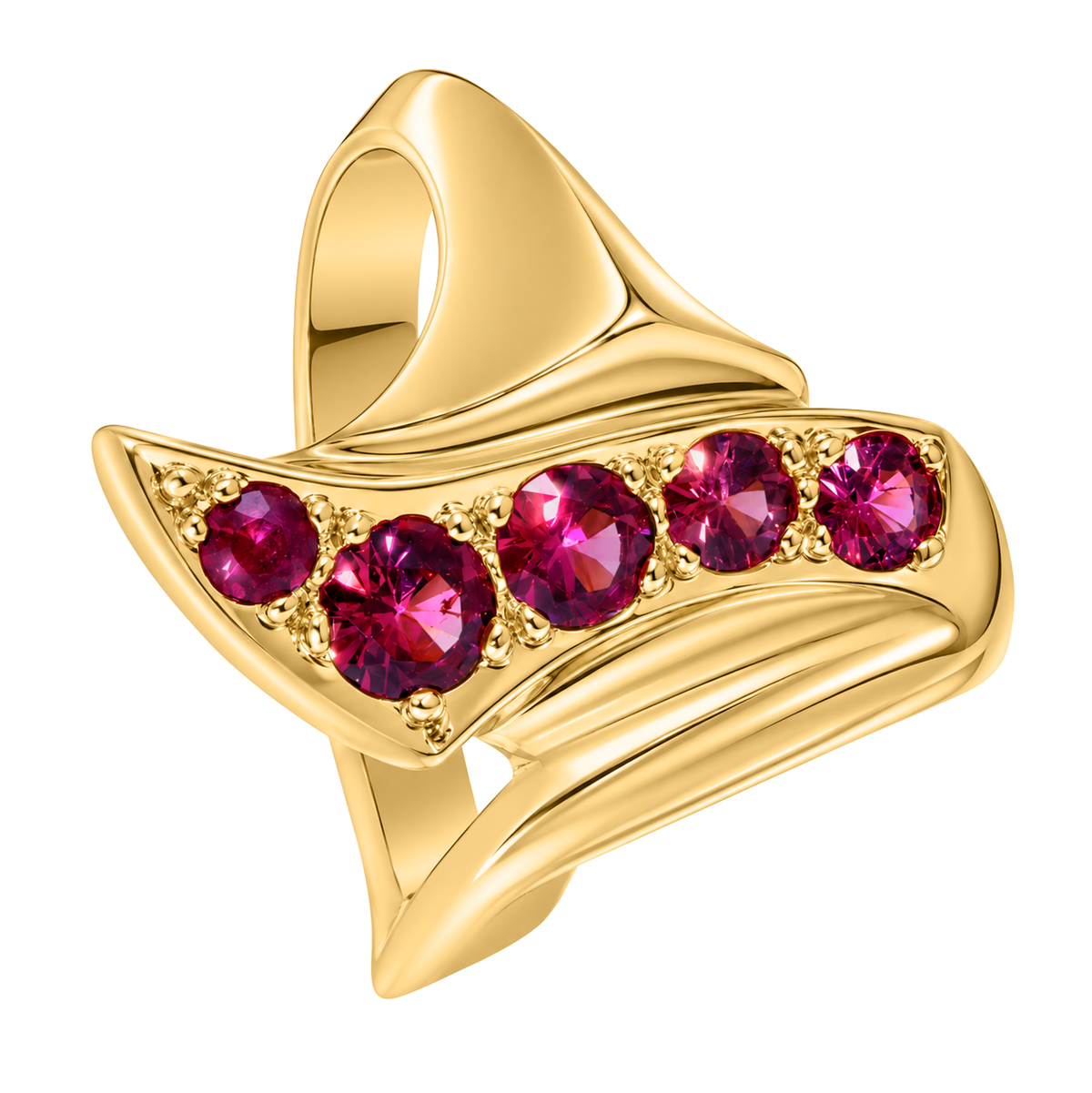 14K Yellow Gold Vertical Pink Spinel Ring