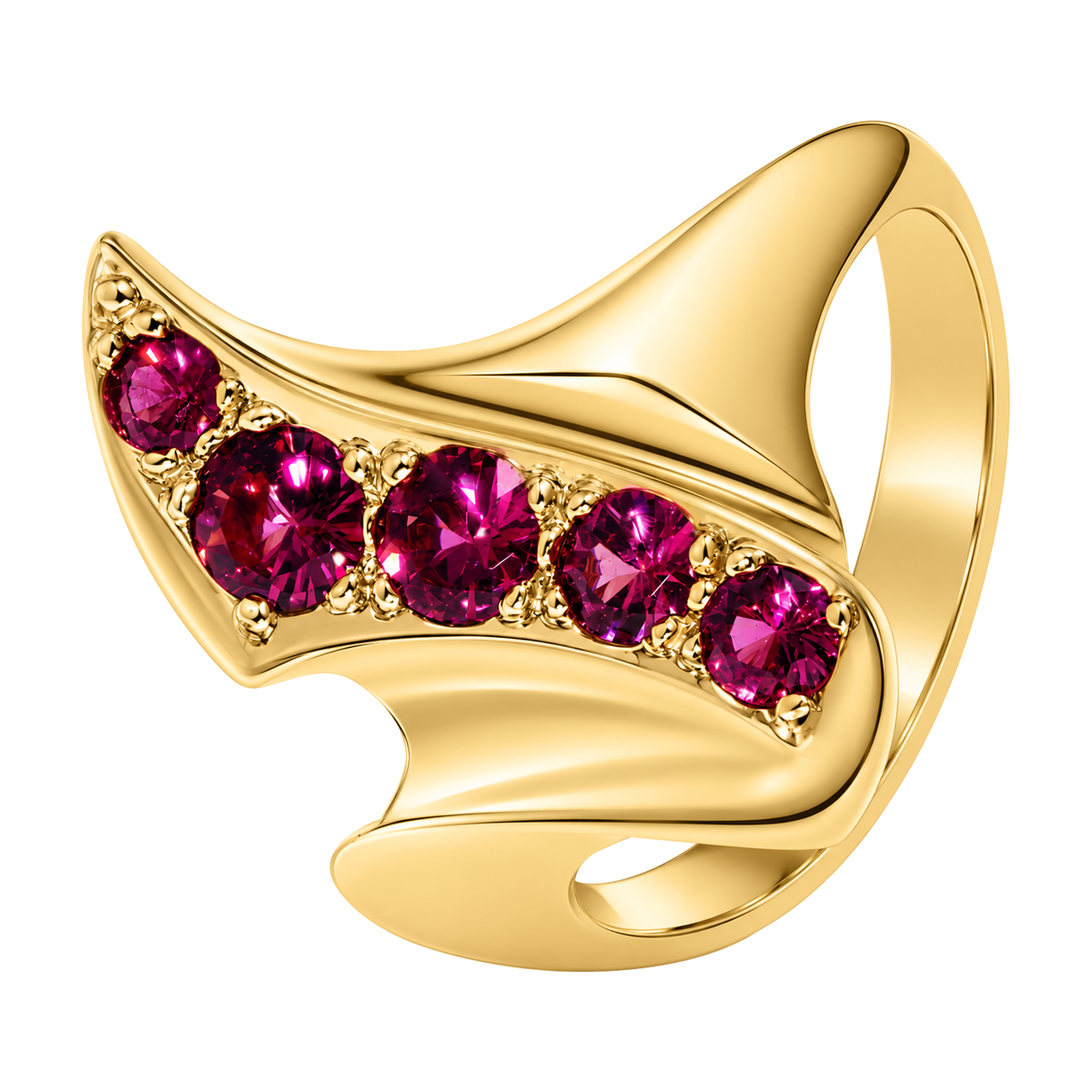 14K Yellow Gold Vertical Pink Spinel Ring