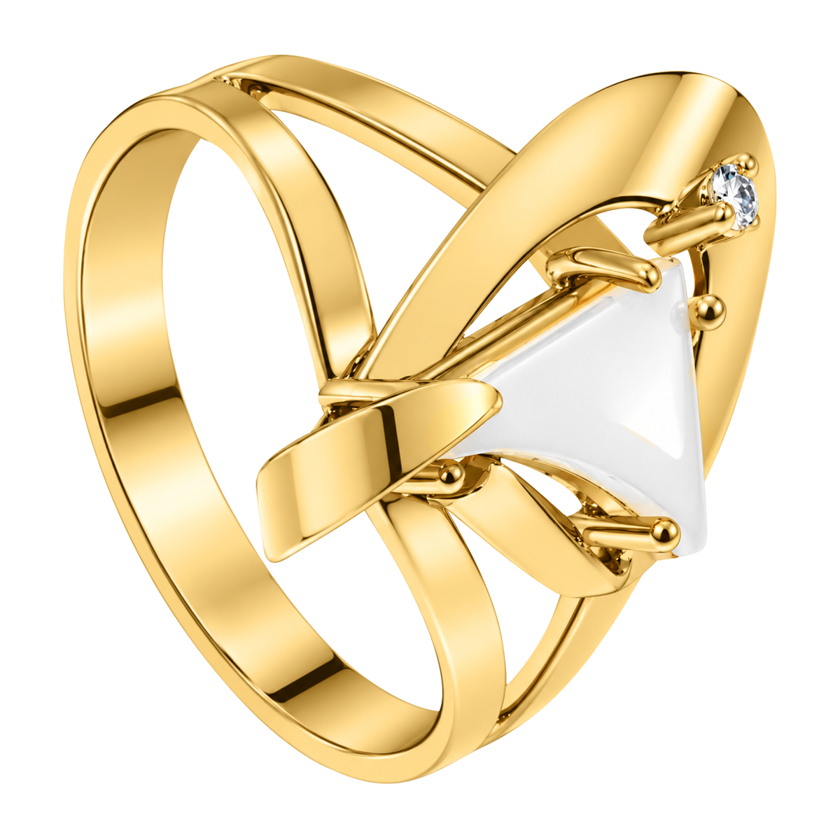 14K Yellow Gold Hand Mother of Pearl Handcrafted Ring