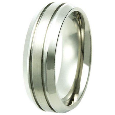 Titanium 7mm Polished and Satin Finished Round Band by Rising Time