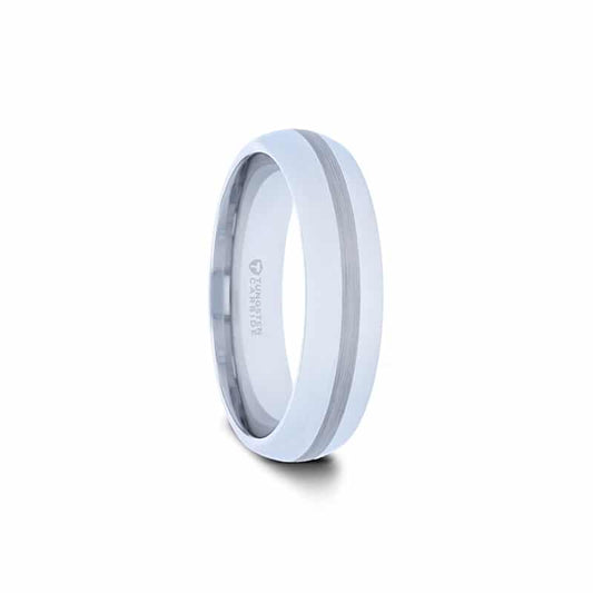 Tungsten Carbide Bellator Domed Ring with Brushed Stripe 6mm by Thorsten