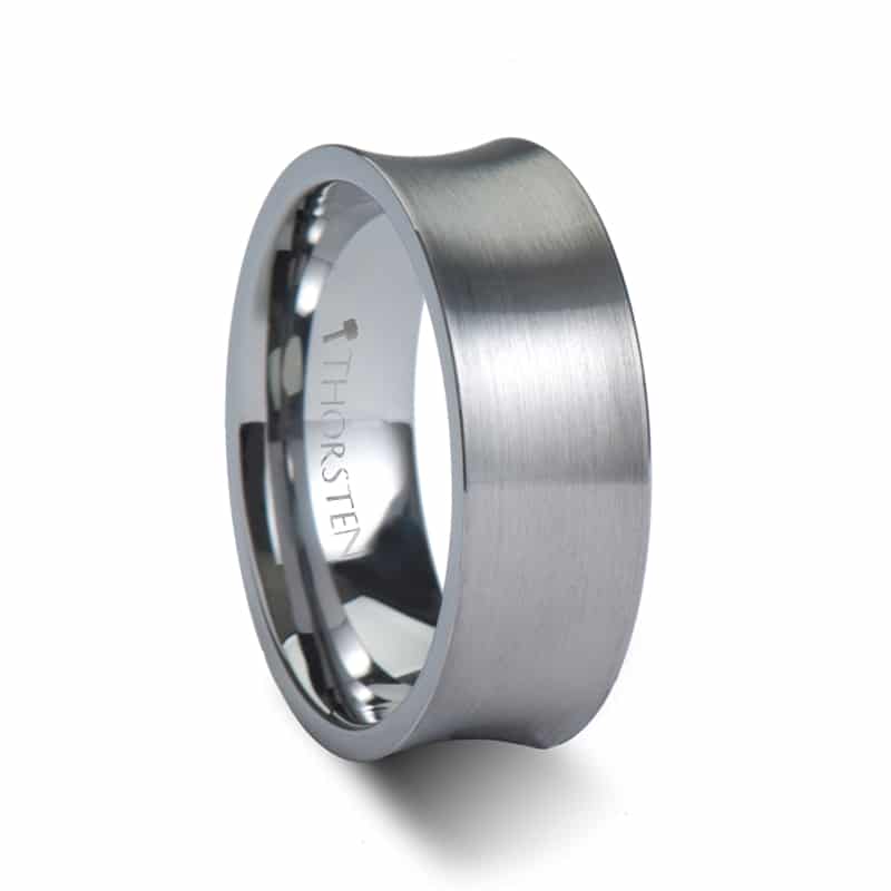 Tucson Concave Tungsten Carbide Ring with Brushed Finish 8mm by Thorsten