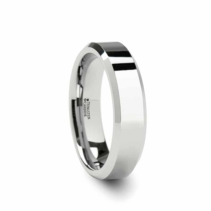 Lincoln White Tungsten Carbide Ring with Beveled Edges 6mm by Thorsten