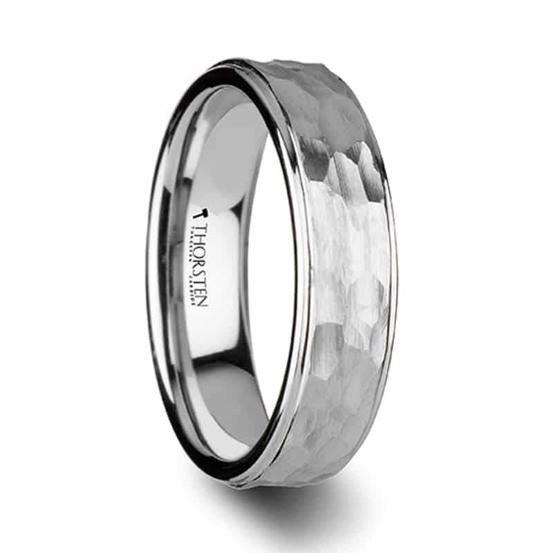 Winston Hammered Finish White Tungsten Ring 6mm by Thorsten