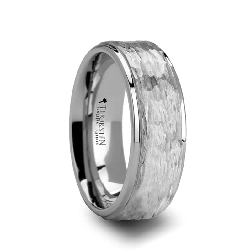 Winston Hammered Finish White Tungsten Ring 8mm by Thorsten