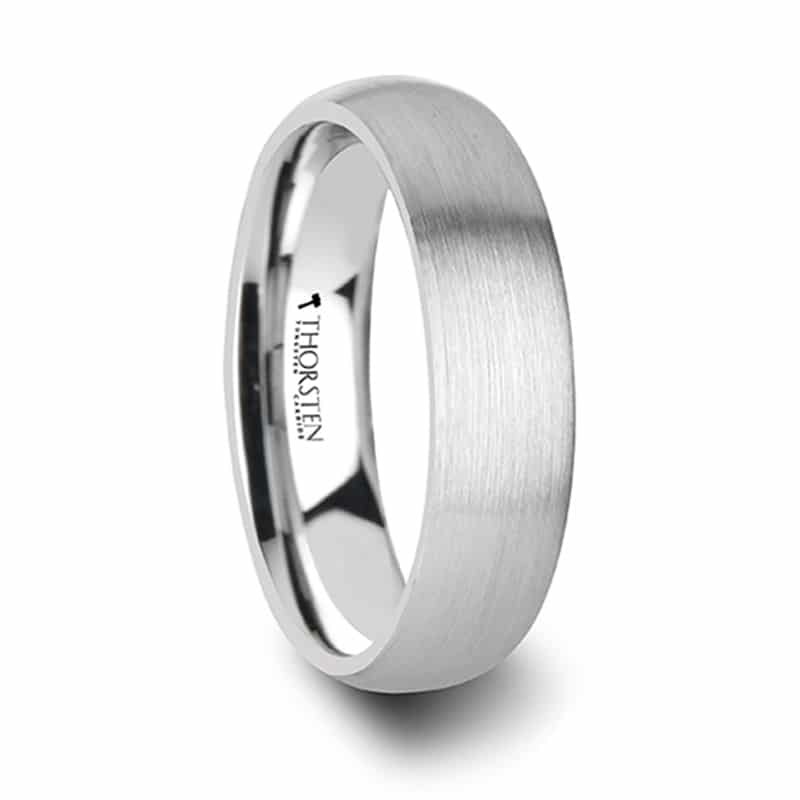 Pythius Round Brushed White Tungsten Ring 6mm by Thorsten