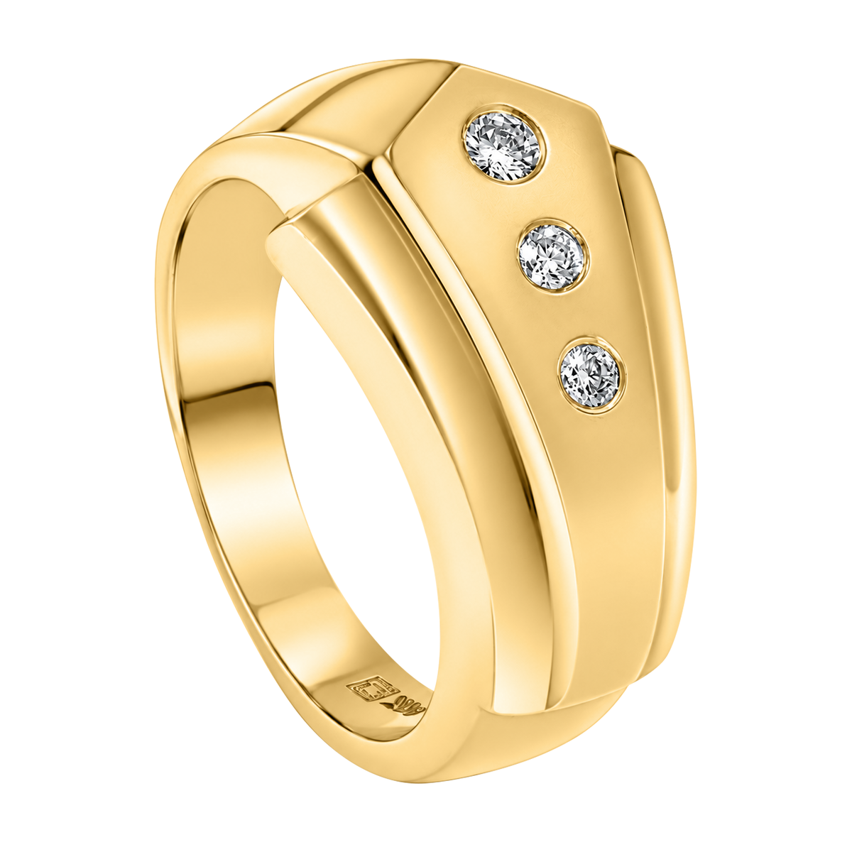 14K Yellow Gold Inset Diamond Ring