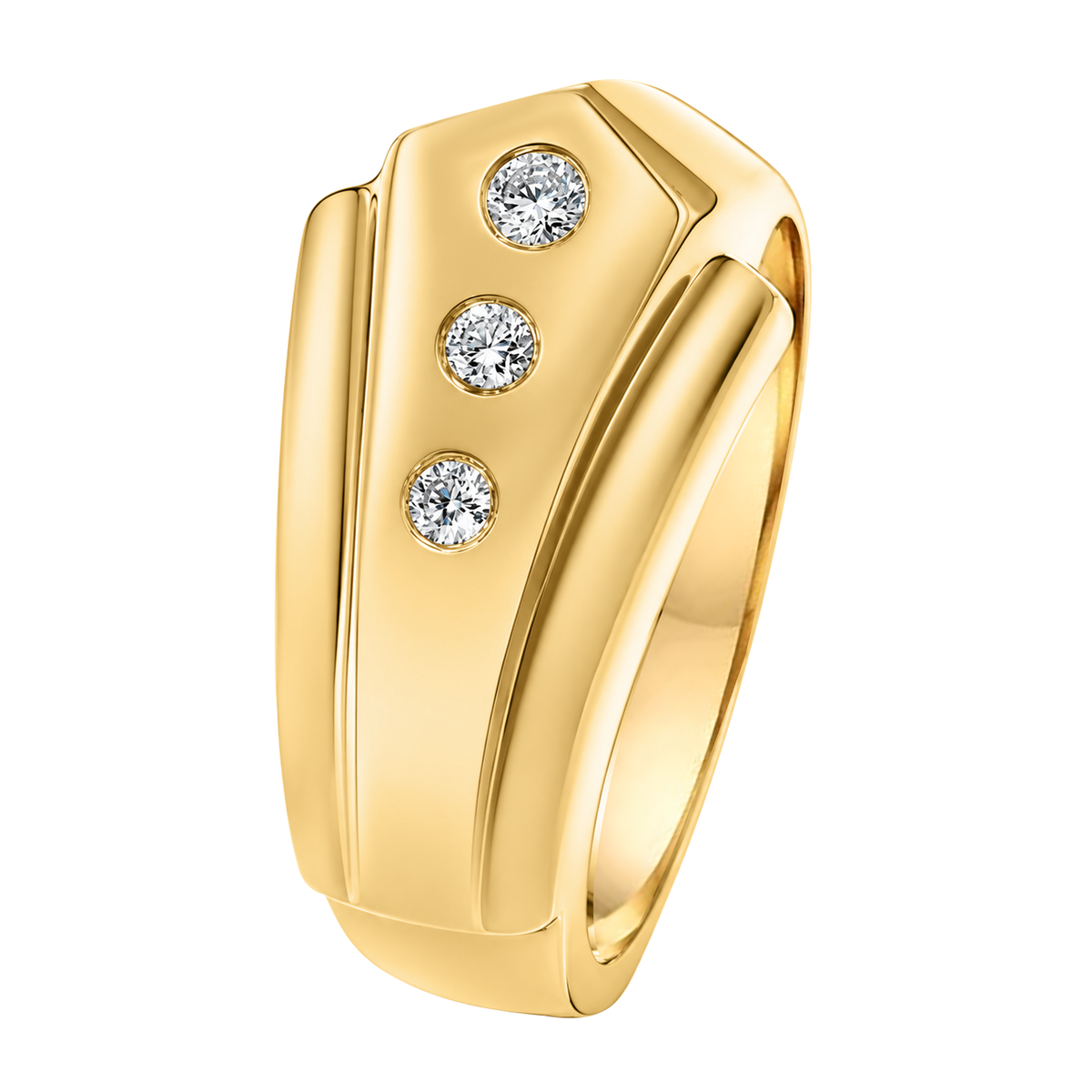 14K Yellow Gold Inset Diamond Ring
