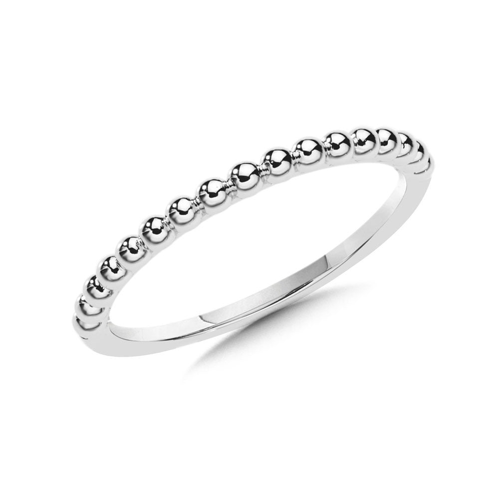 14K White Gold Stackable Beaded Style Ring