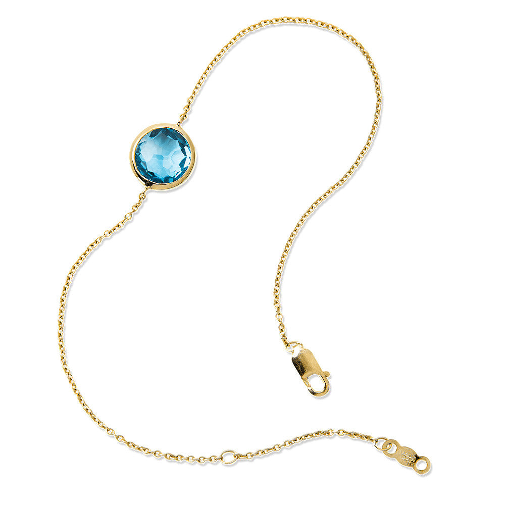 14K Yellow Gold Blue Topaz Layering Bracelet