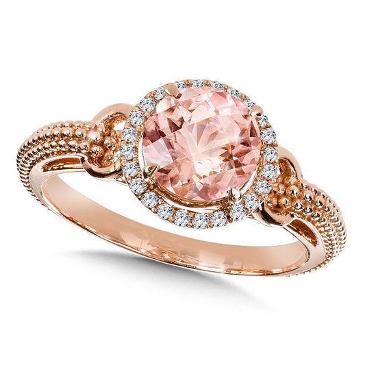 14K Rose Gold Morganite and Diamond Halo Ring by SDC Creations