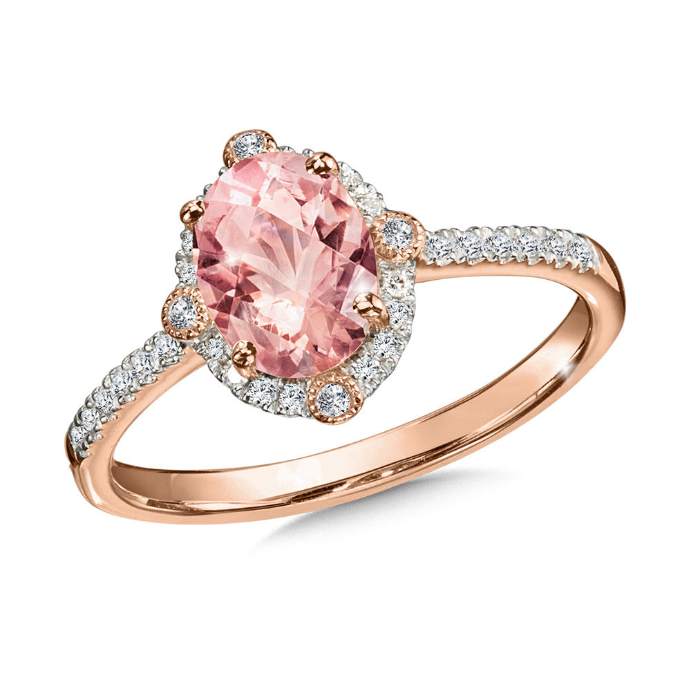 14K Rose Gold Oval Morganite and Diamond Ring by SDC Creations