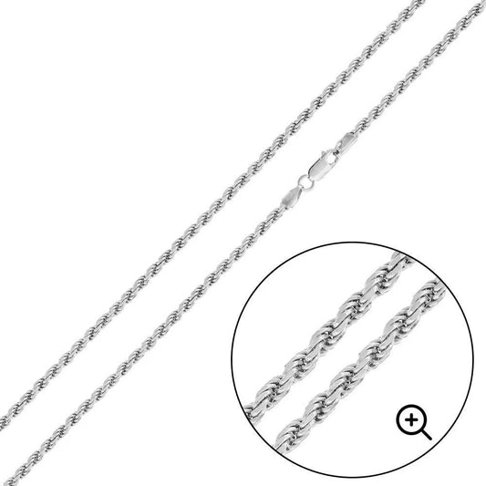 Sterling Silver 3.1mm Flex Rope Chain
