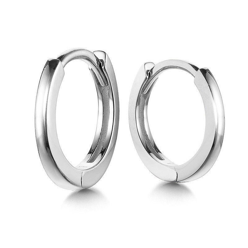 14K White Gold Huggie Hoop Earrings- edd3037