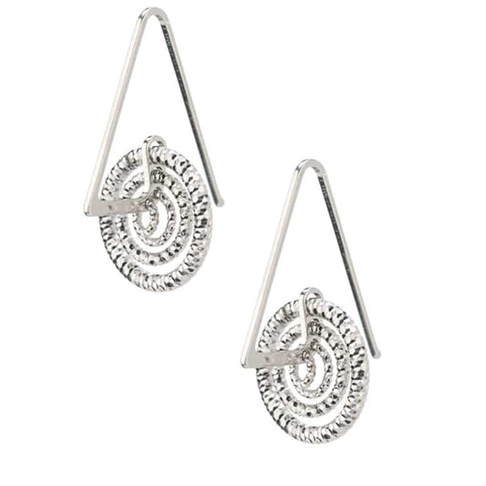 Sterling Silver Triangle Hoop With Inner Circle Drops Earrings by Frederic Duclos