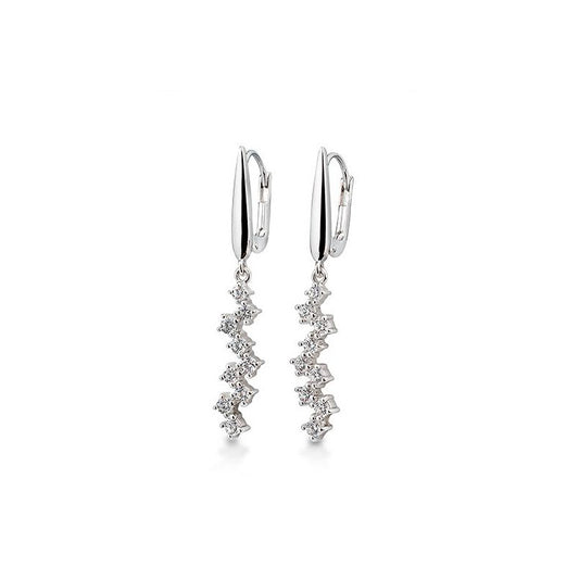 14k White Gold Staggered Diamond Dangles