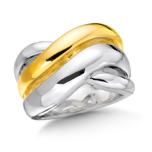 Sterling Silver & 14K Wide Band