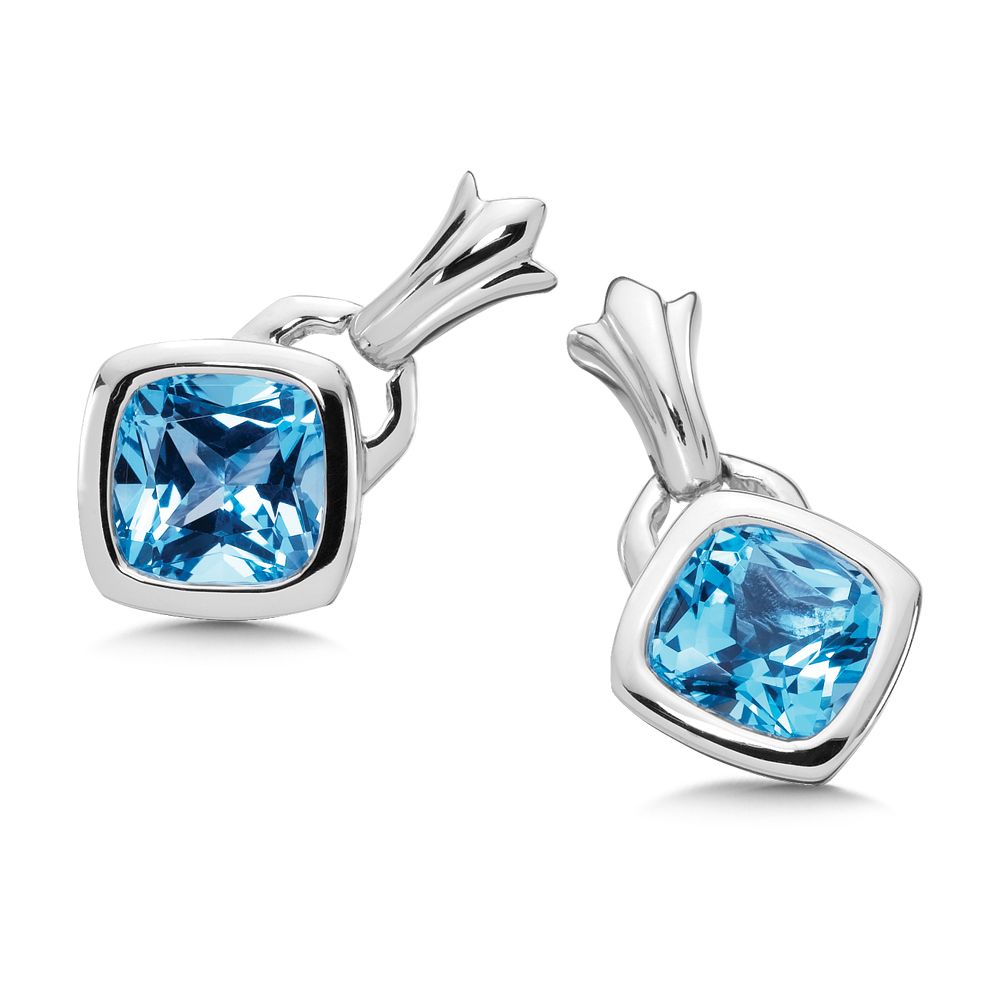 Sterling Silver Blue Topaz Fleur De Lis Post Earrings by SDC Creations