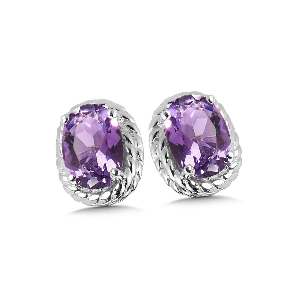 Sterling Silver Amethyst Oval Stud Earrings by SDC Creations