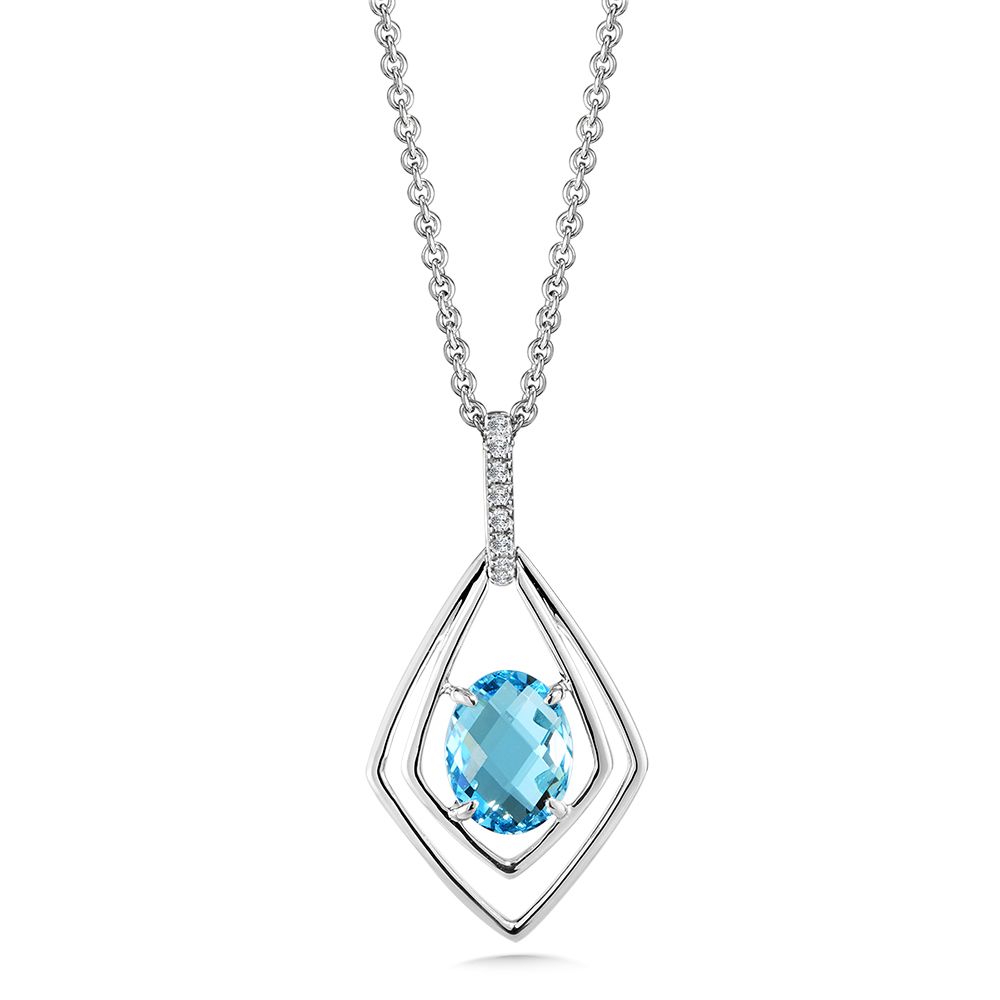 Sterling Silver Blue Topaz & Diamond Pendant by SDC Creations