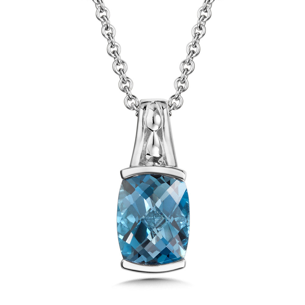 Sterling Silver Cushion Cut London Blue topaz with accent topaz stones by SDC Creations