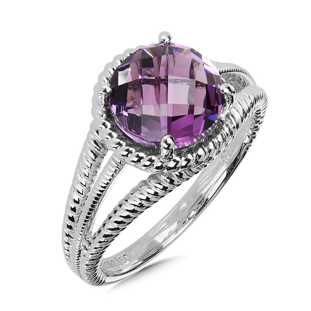 Sterling Silver Round Checkerboard Cut Amethyst Ring by SDC Creations