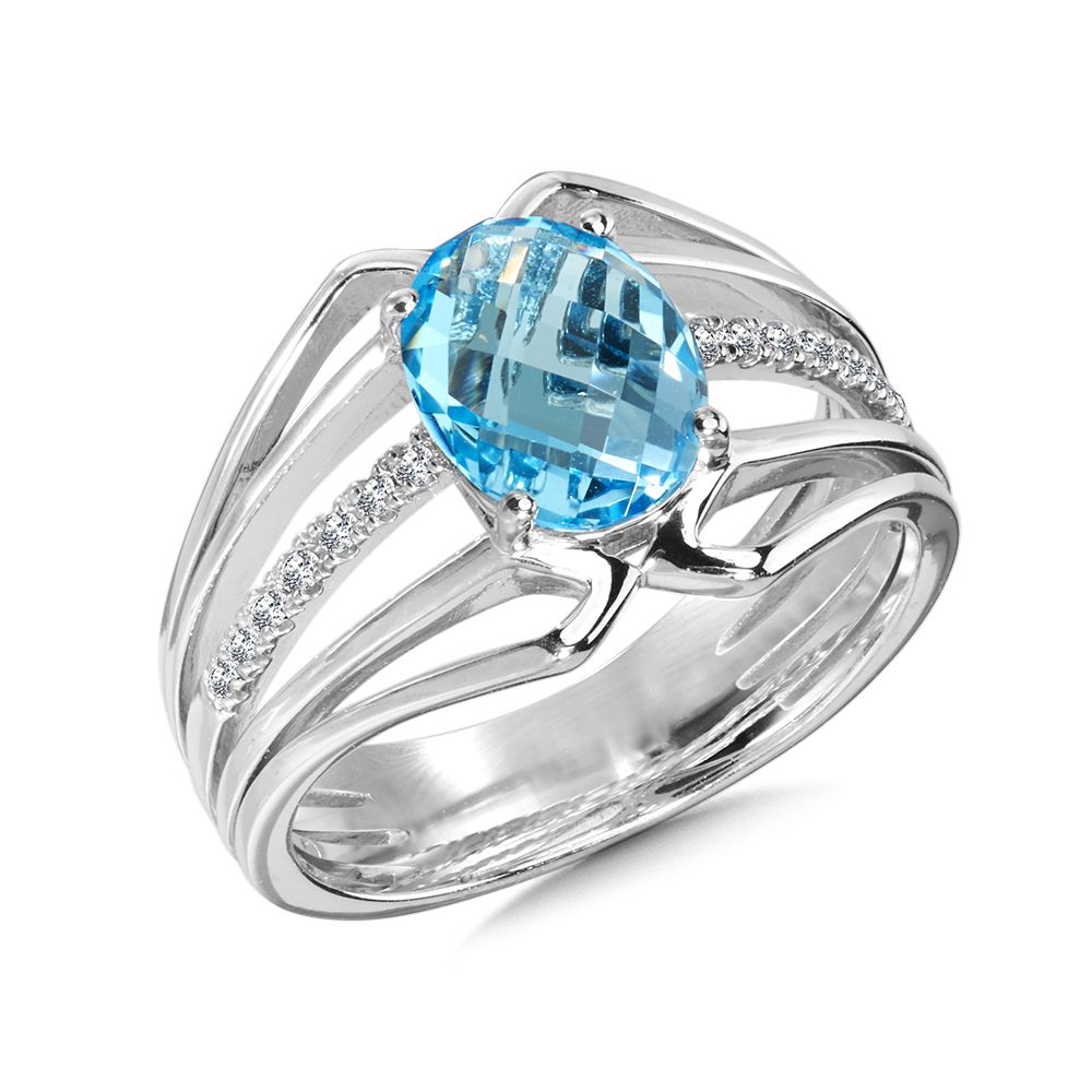 Sterling Silver Blue Topaz & Diamond Ring by SDC Creations