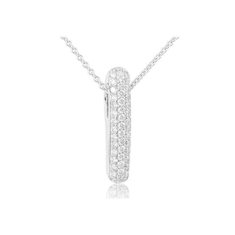 14k White Gold Pave Bar Pendant