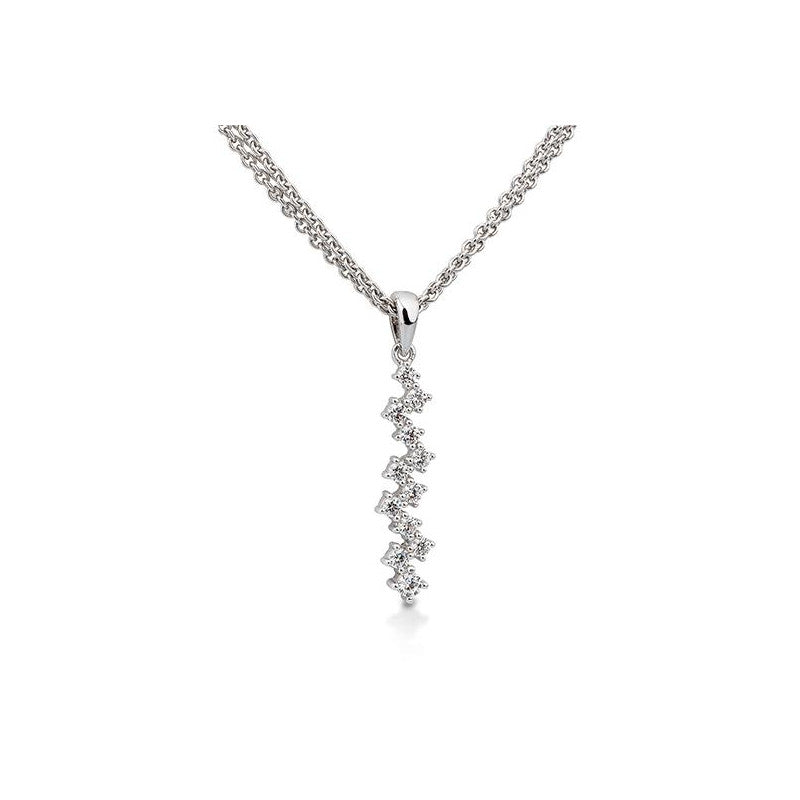 14k White Gold Staggered Diamond Pendant