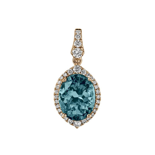 14K Rose Gold London Blue Topaz Pendant with Diamonds by Stanton Color