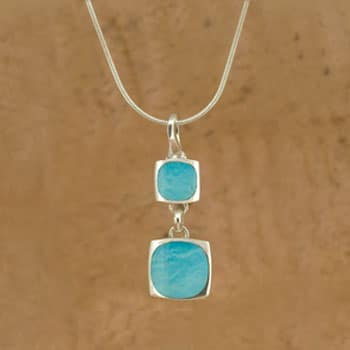 Sterling Silver Turquoise Squares Pendant by aCleoni