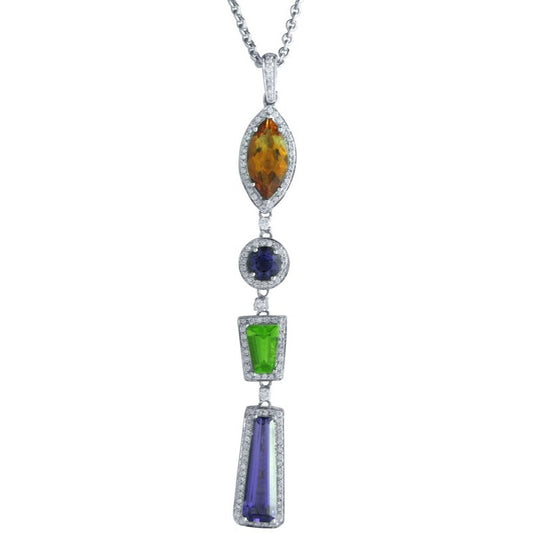 18K White Gold Multiple Stone Pendant by Cherie Dori