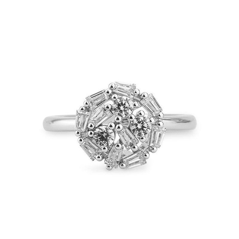 14K White Gold Diamond Cluster Ring