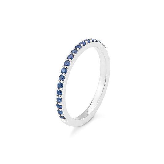 14k White Gold Semi-Eternity Sapphire Ring