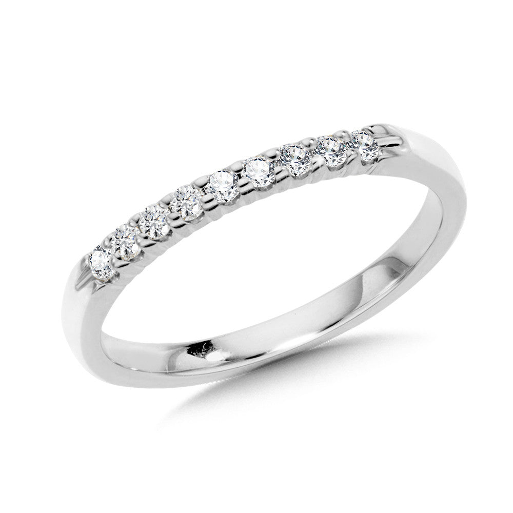 14k White Gold Prong Set Round Diamond Wedding Band